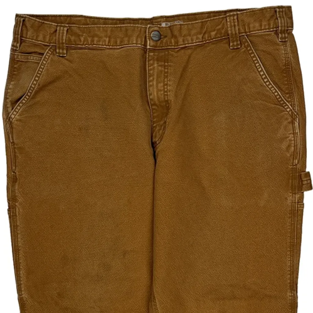 Relaxed Fit Carhartt Carpenter Trousers - 38W 29L Brown Cotton - Image 10