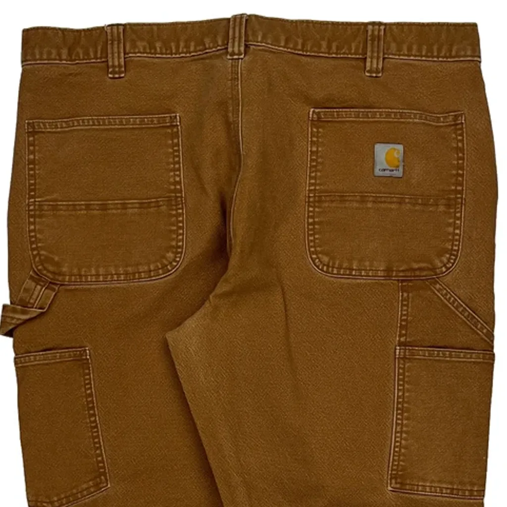 Relaxed Fit Carhartt Carpenter Trousers - 38W 29L Brown Cotton - Image 7