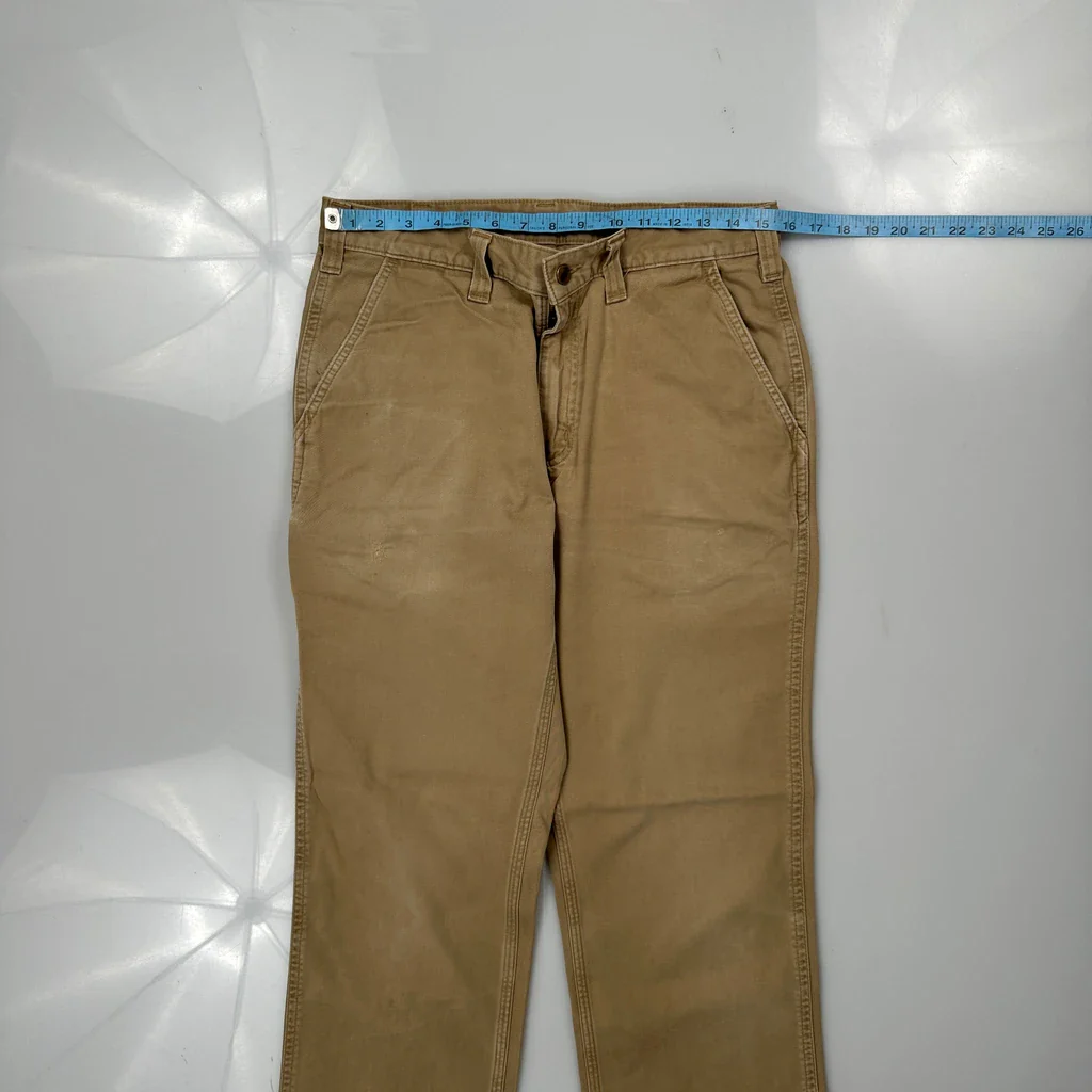 Relaxed Fit Carhartt Carpenter Trousers - 31W 31L Khaki Cotton - Image 3