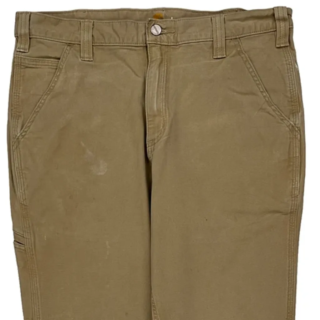 Relaxed Fit Carhartt Carpenter Trousers - 34W 31L Khaki Cotton - Image 12