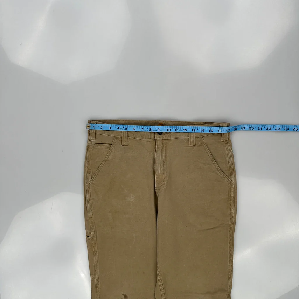 Relaxed Fit Carhartt Carpenter Trousers - 34W 31L Khaki Cotton - Image 3