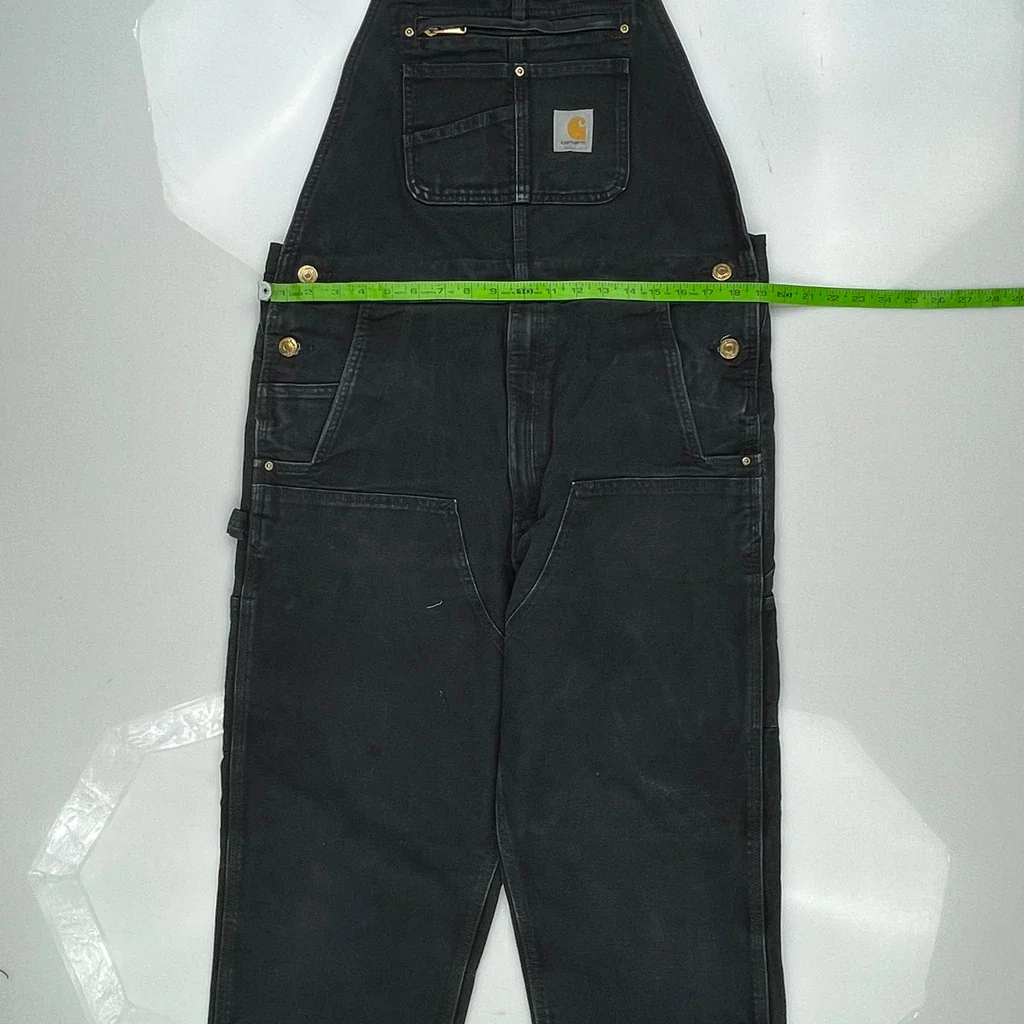 Relaxed Fit Carhartt Double Knee Dungarees - 38W 32L Black Cotton - Image 3