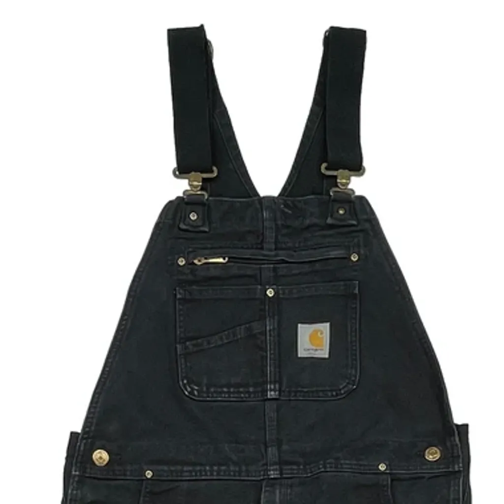 Relaxed Fit Carhartt Double Knee Dungarees - 38W 32L Black Cotton - Image 7