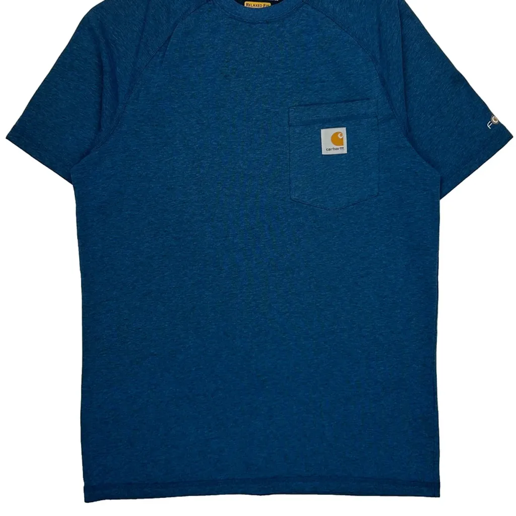Relaxed Fit Carhartt T-Shirt - Small Blue Polyester - Image 4