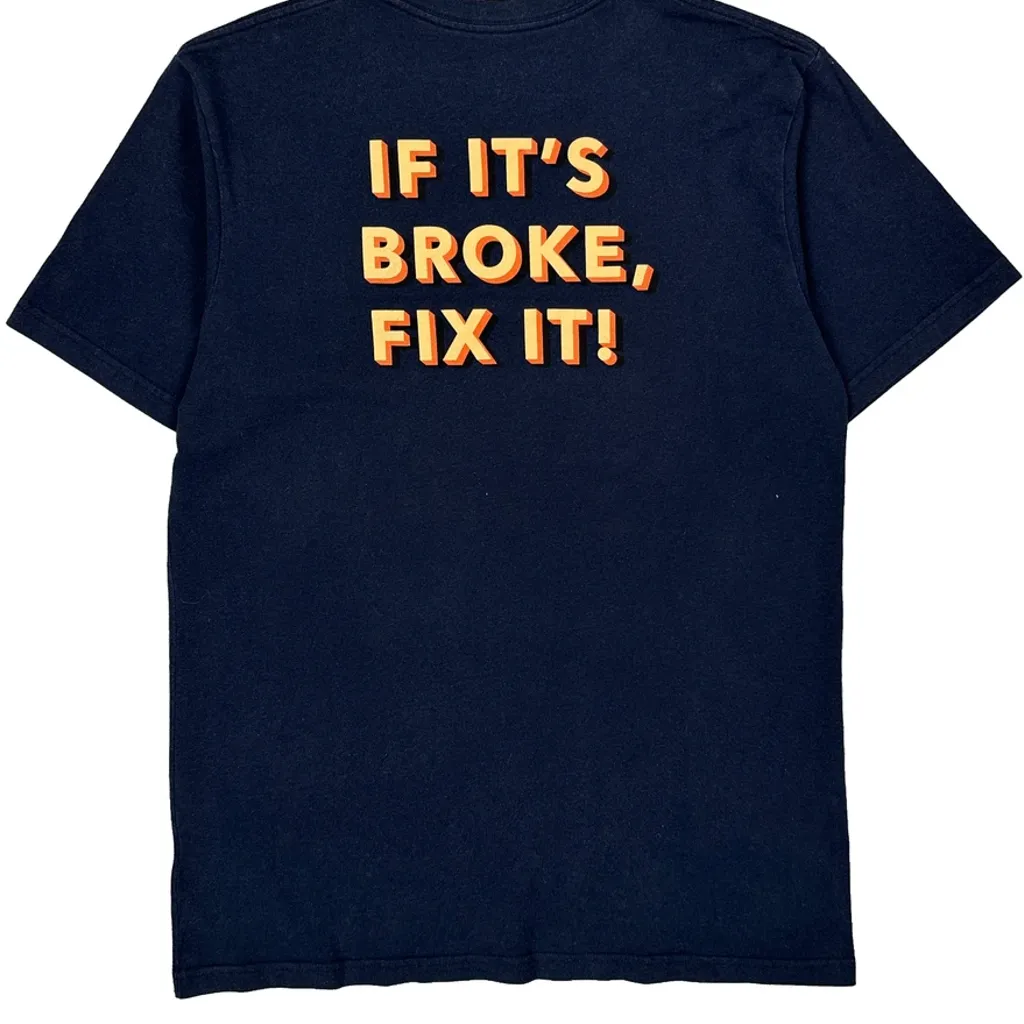 Repair Message Patagonia T-Shirt - Medium Navy Cotton - Image 6