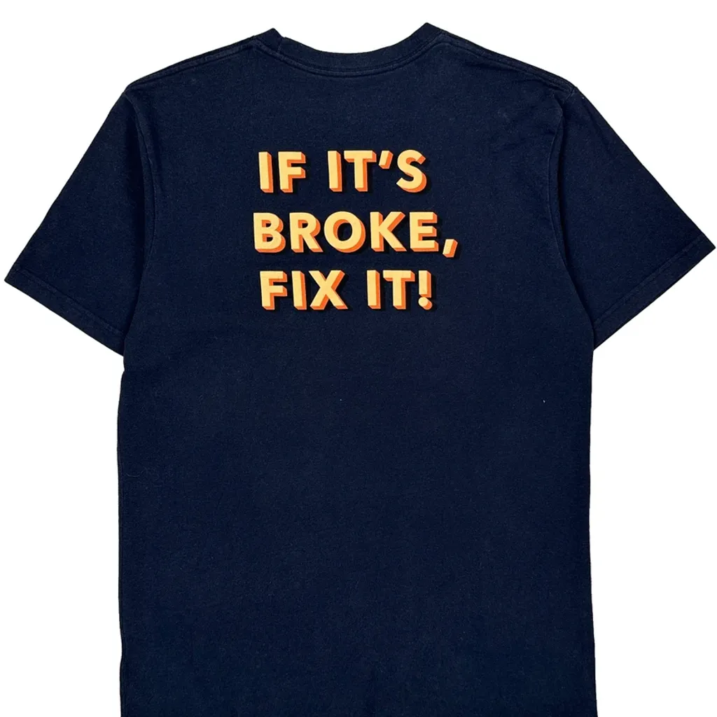 Repair Message Patagonia T-Shirt - Medium Navy Cotton - Image 7