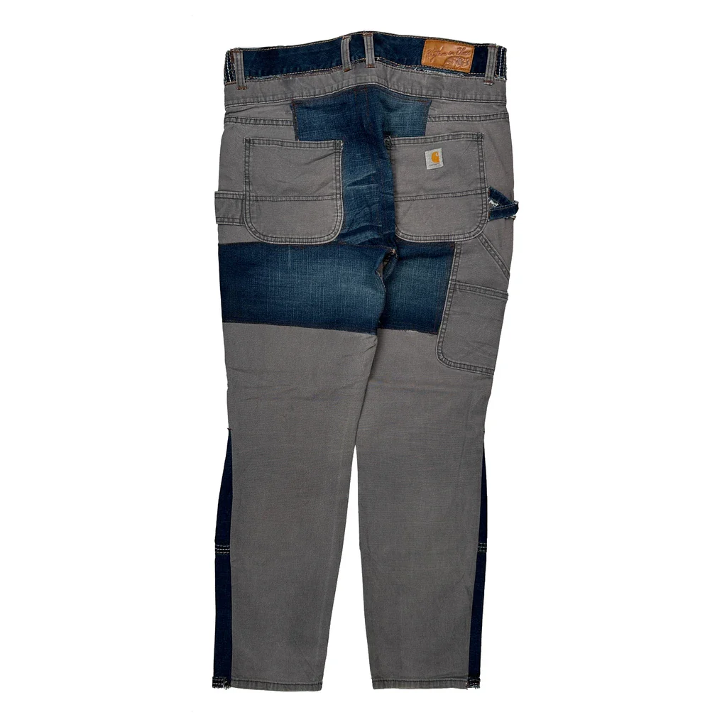 Repaired Carhartt Double Knee Carpenter Trousers - 33W UK 14 Grey Cotton