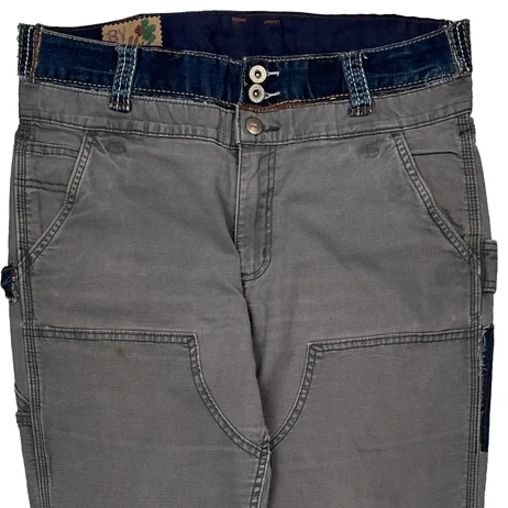 Repaired Carhartt Double Knee Carpenter Trousers - 33W UK 14 Grey Cotton - Image 10