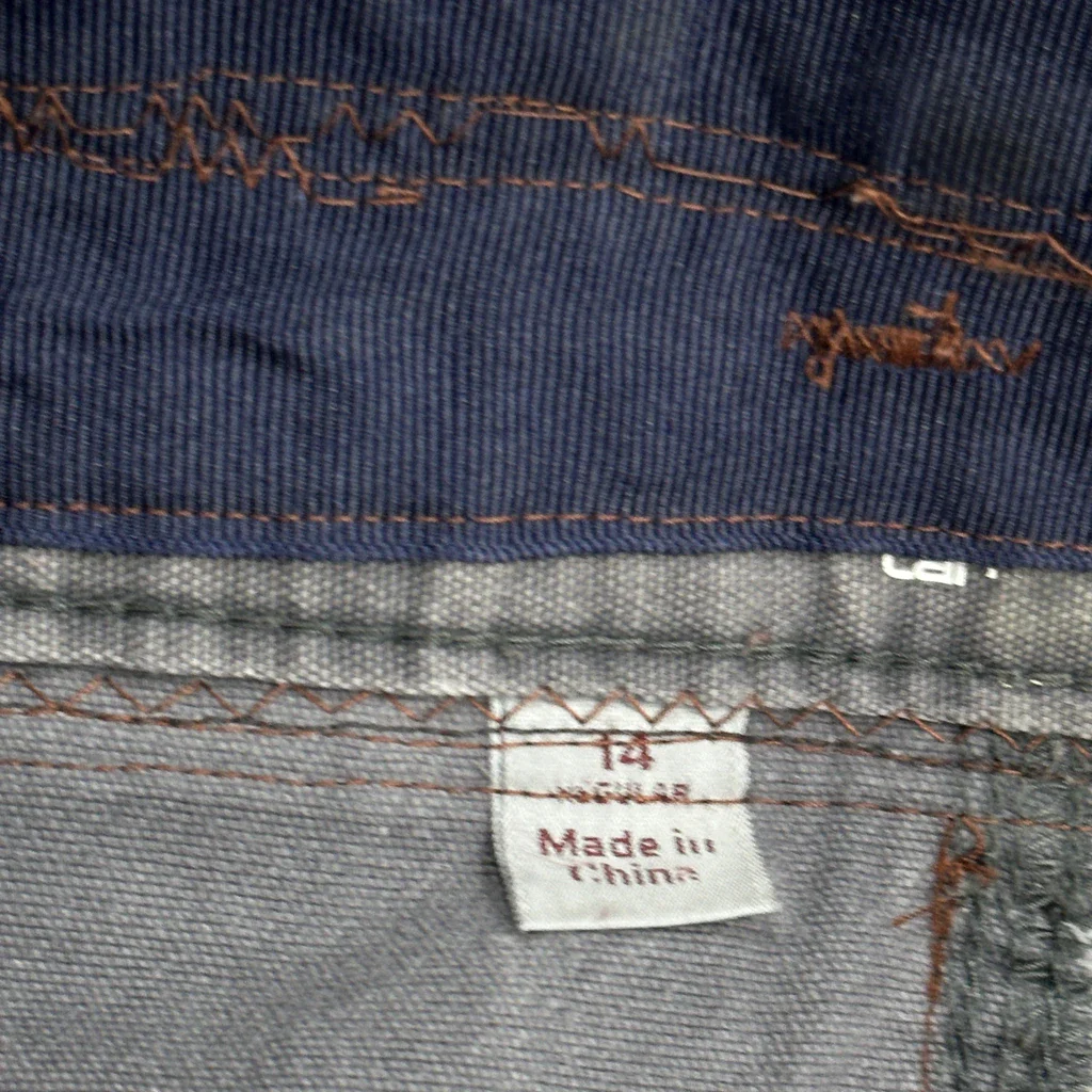 Repaired Carhartt Double Knee Carpenter Trousers - 33W UK 14 Grey Cotton - Image 6