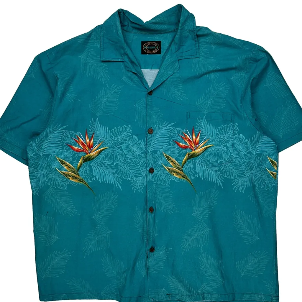 Reserve Floral Hawaiian Shirt - XL Blue Cotton - Image 6