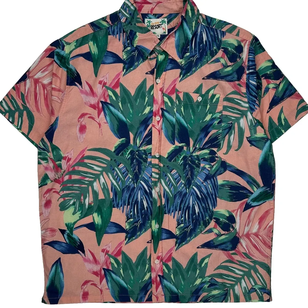 Resort Floral Hawaiian Shirt - XL Pink Cotton - Image 4
