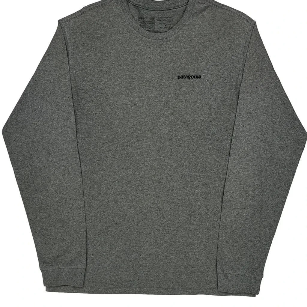 Responsibili-Tee Patagonia Graphic Long Sleeve T-Shirt - Medium Grey Cotton Blend - Image 6