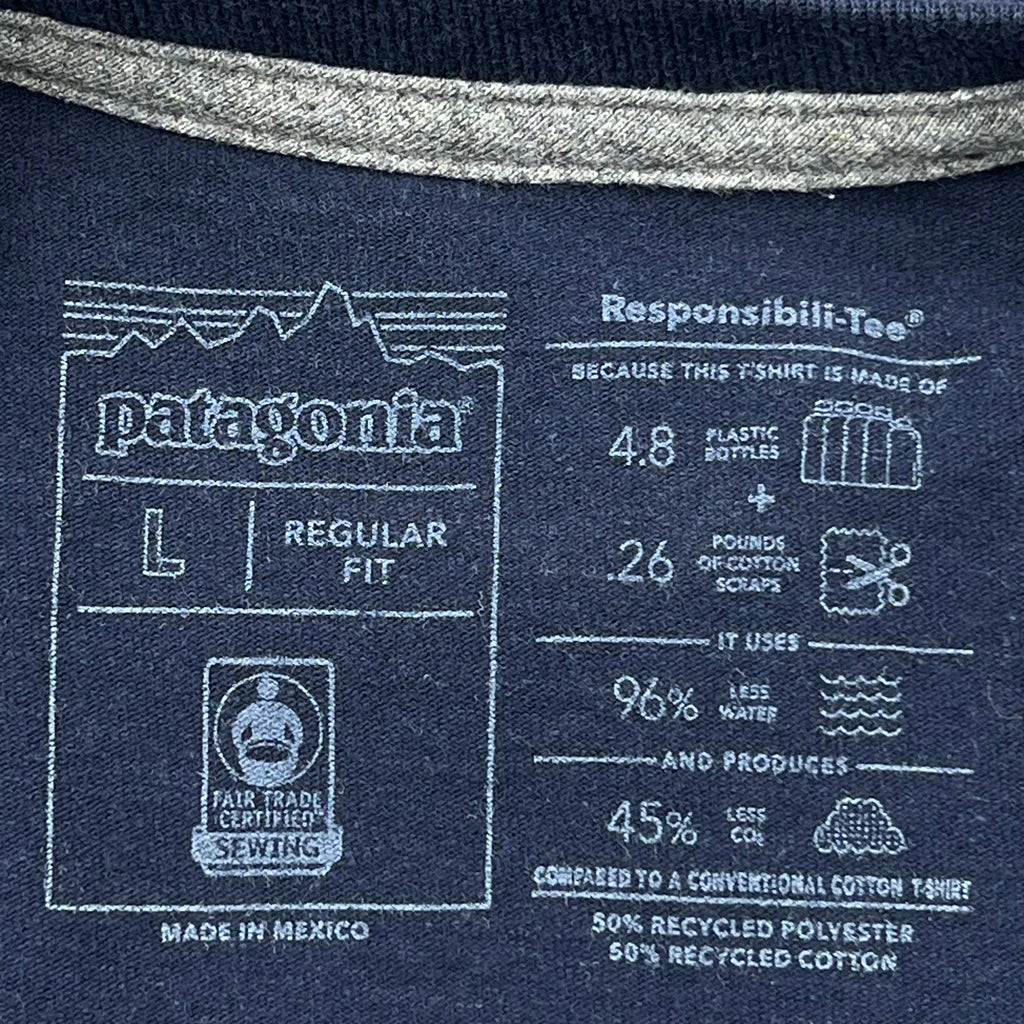 Responsibili-Tee Patagonia T-Shirt - Large Navy Cotton Blend - Image 3