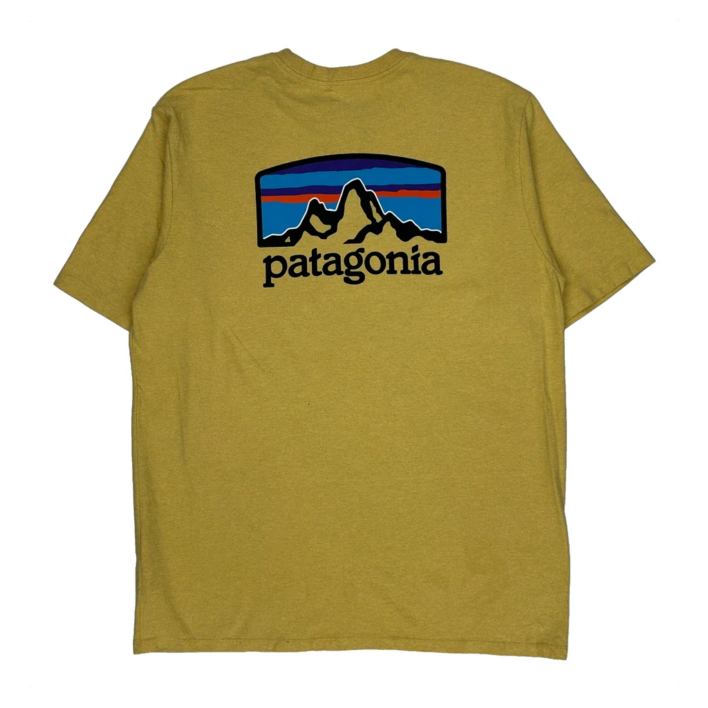 Responsibili-Tee Patagonia Graphic T-Shirt - Medium Yellow Cotton Blend - Image 2