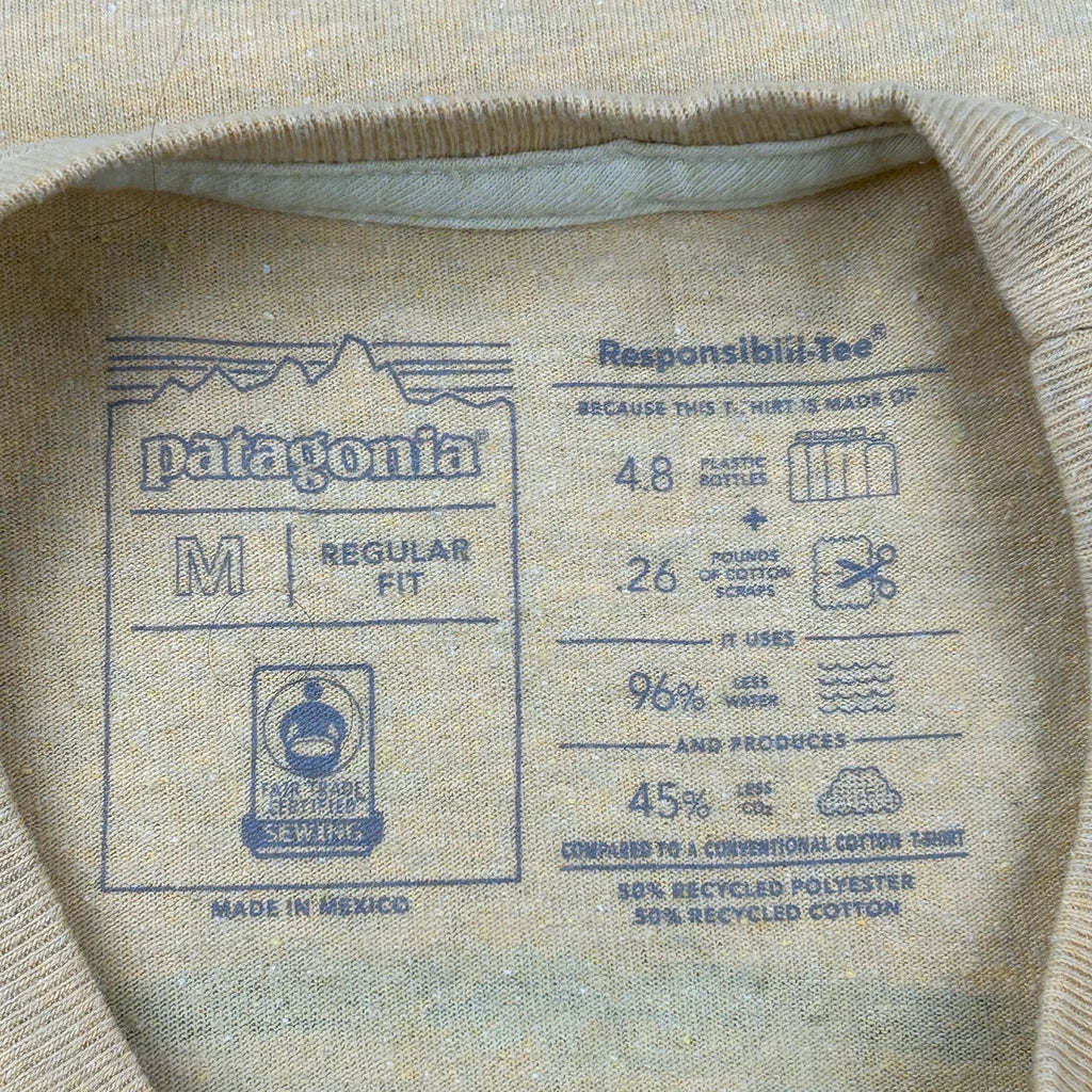 Responsibili-Tee Patagonia Graphic T-Shirt - Medium Yellow Cotton Blend - Image 3