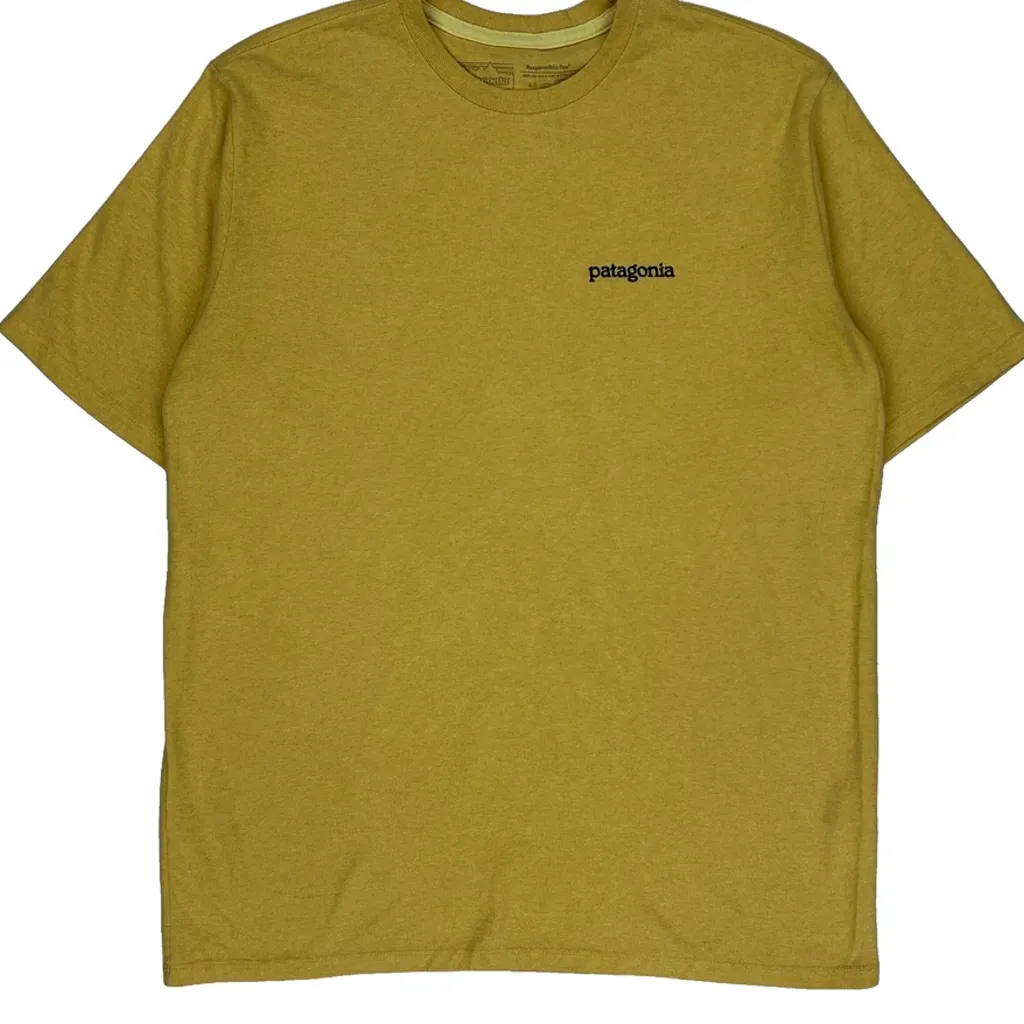 Responsibili-Tee Patagonia Graphic T-Shirt - Medium Yellow Cotton Blend - Image 4