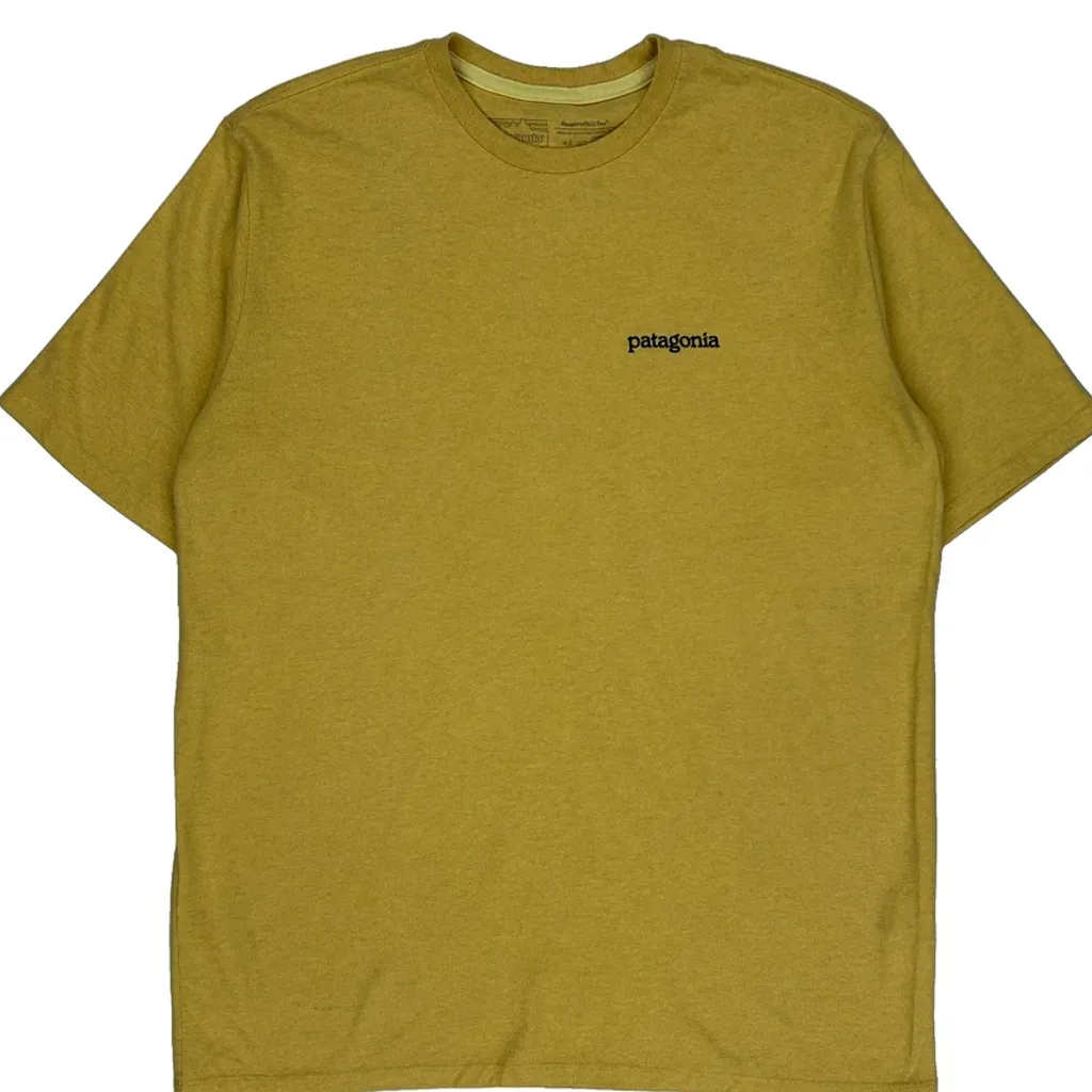 Responsibili-Tee Patagonia Graphic T-Shirt - Medium Yellow Cotton Blend - Image 5