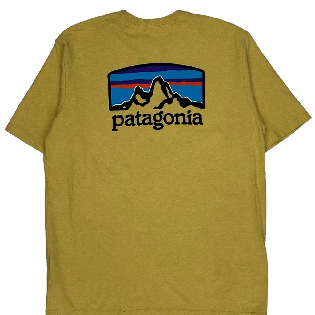 Responsibili-Tee Patagonia Graphic T-Shirt - Medium Yellow Cotton Blend - Image 7