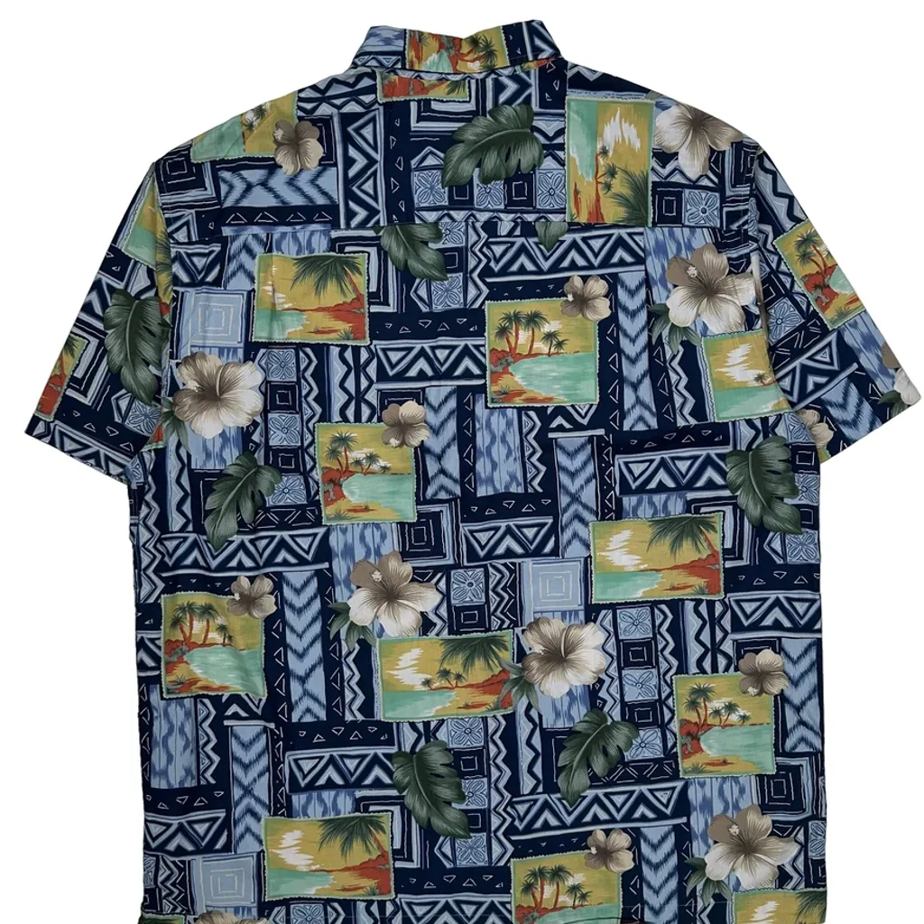 Retreat Floral Hawaiian Shirt - XL Blue Cotton - Image 7