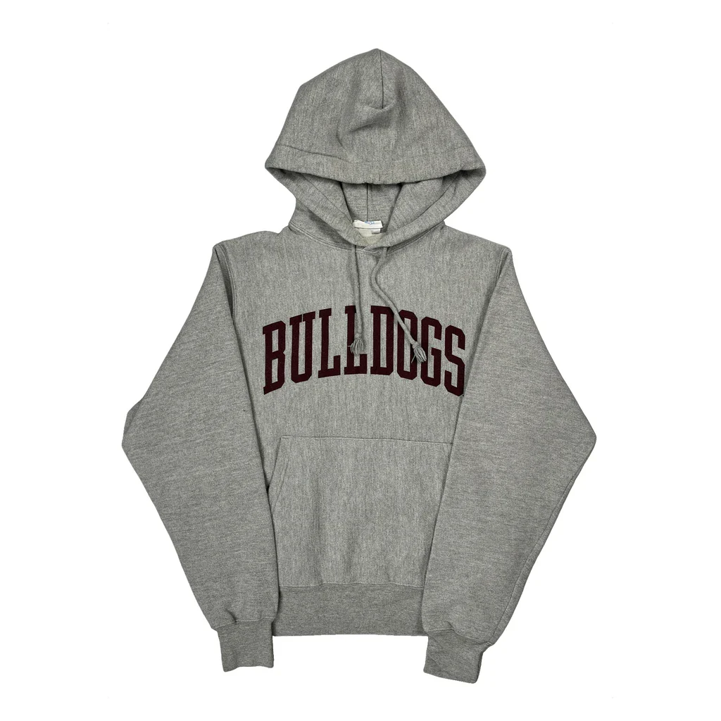 Reverse Weave Bulldogs Champion College Hoodie - Small Grey Cotton