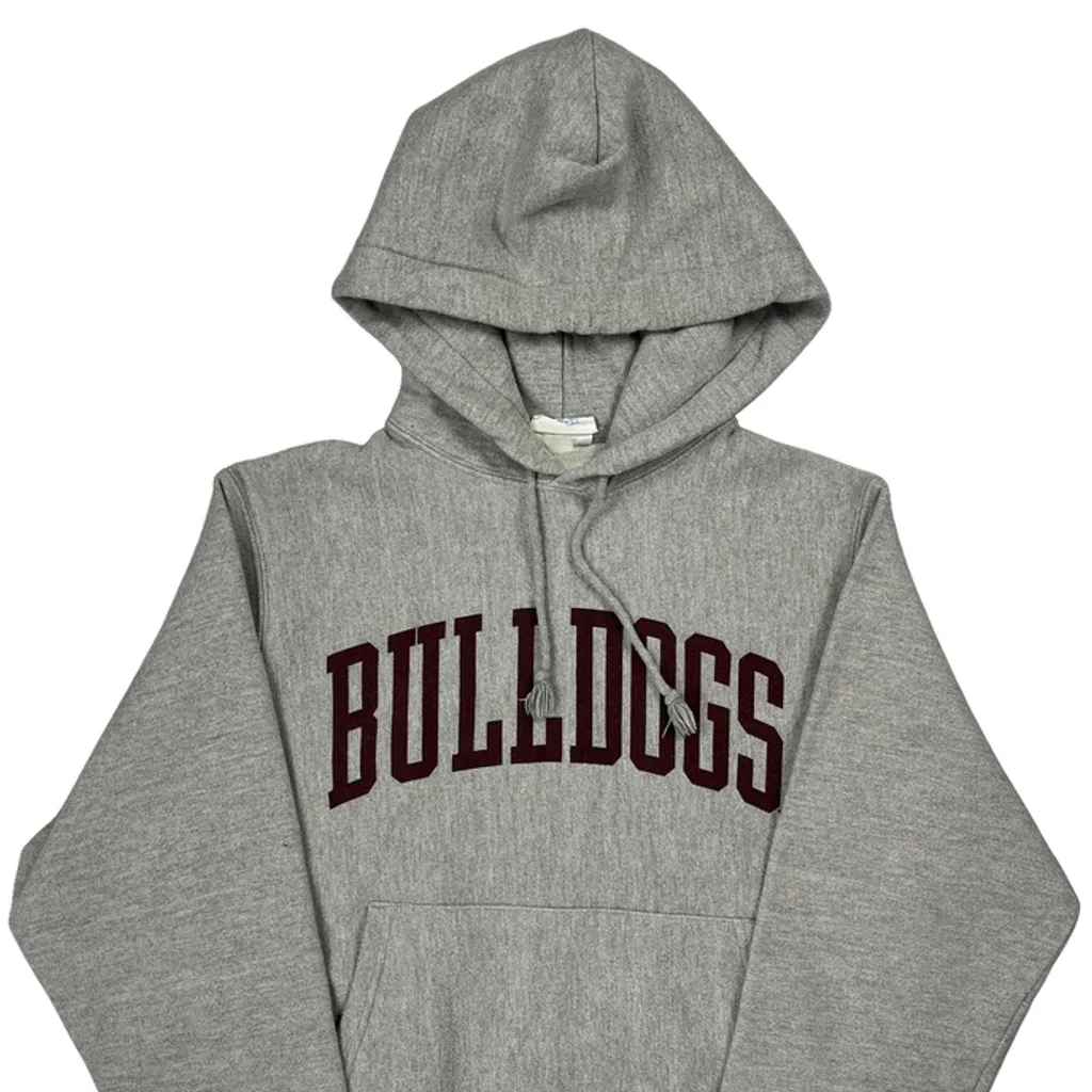 Reverse Weave Bulldogs Champion College Hoodie - Small Grey Cotton - Image 5