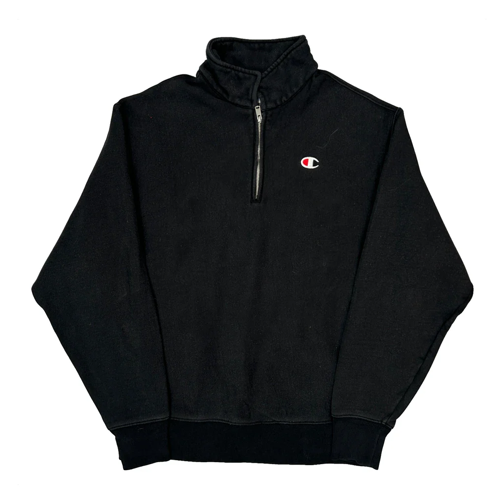 Reverse Weave Champion 1/4 Zip - Large Black Cotton Blend