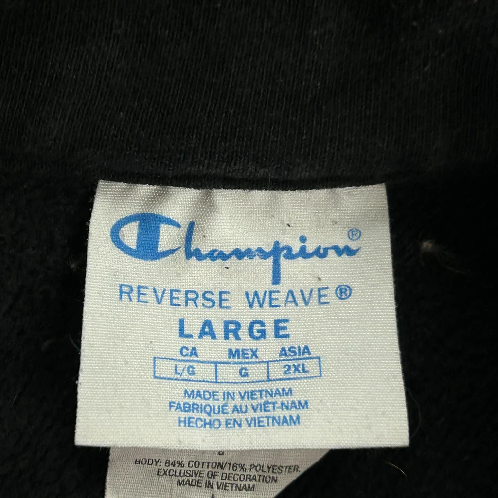 Reverse Weave Champion 1/4 Zip - Large Black Cotton Blend - Image 3