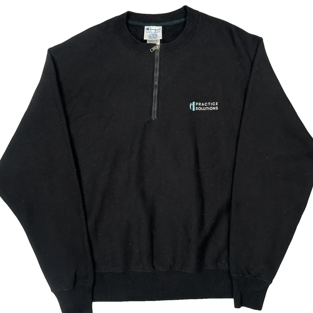 Reverse Weave Champion 1/4 Zip - Large Black Cotton - Image 4