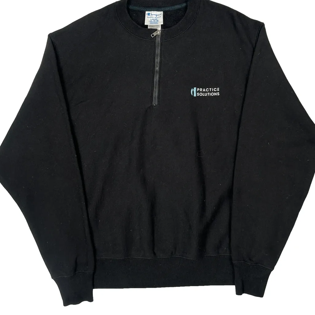 Reverse Weave Champion 1/4 Zip - Large Black Cotton - Image 5