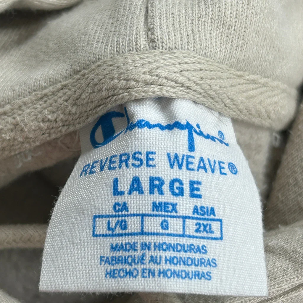 Reverse Weave Champion Hoodie - Large Beige Cotton - Image 3