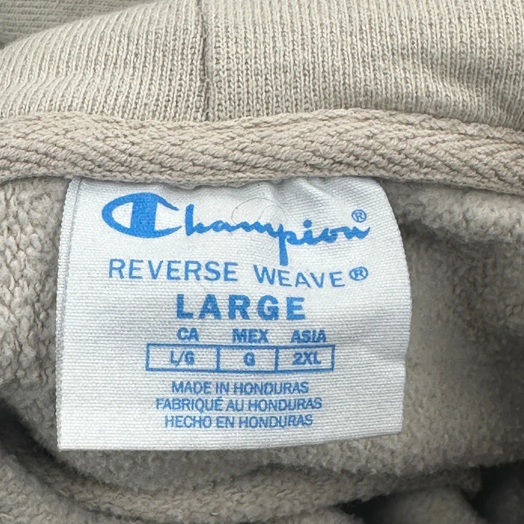 Reverse Weave Champion Hoodie - Large Beige Cotton - Image 3