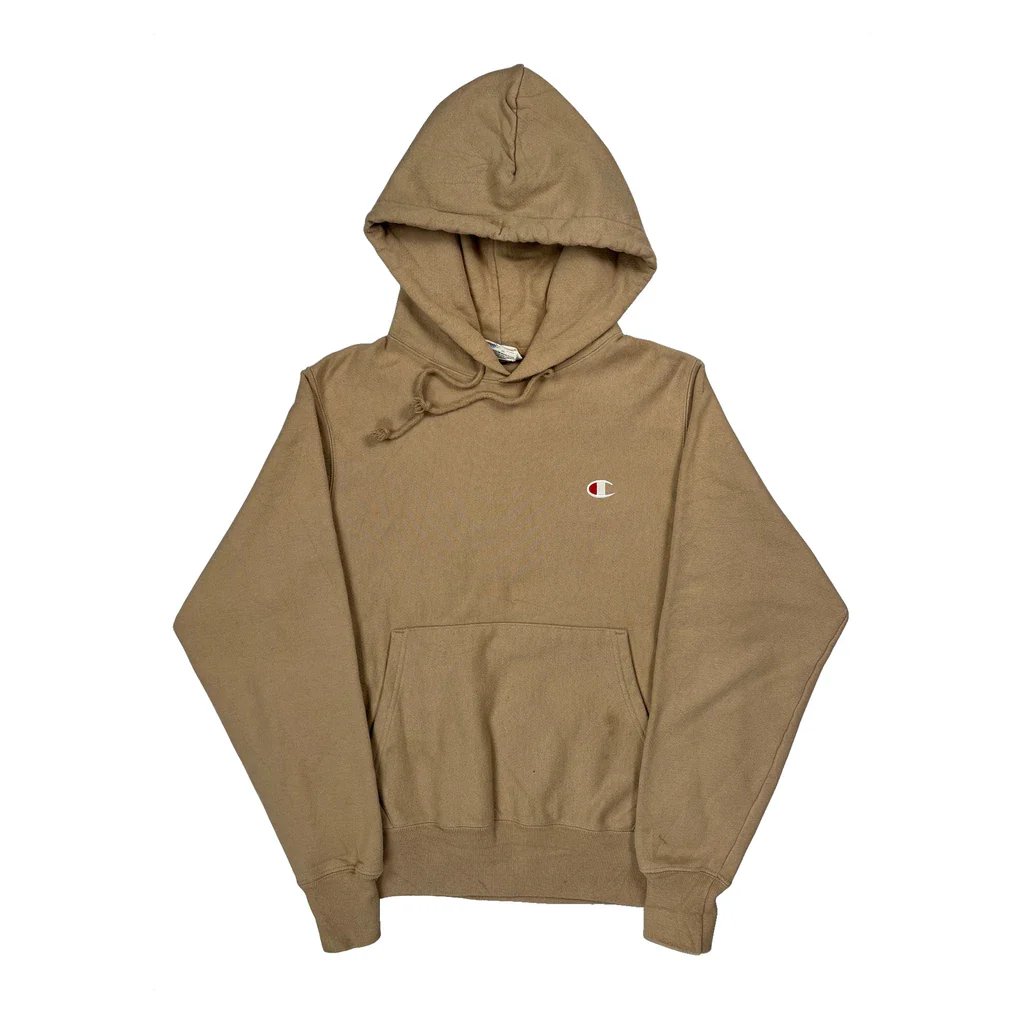 Reverse Weave Champion Hoodie - Small Beige Cotton