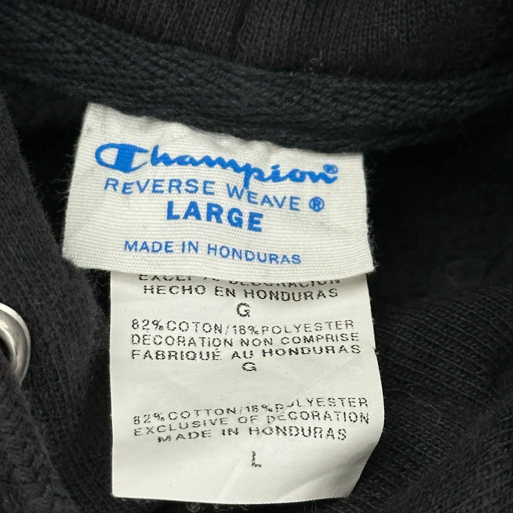 Reverse Weave Champion Hoodie - Large Black Cotton Blend - Image 3