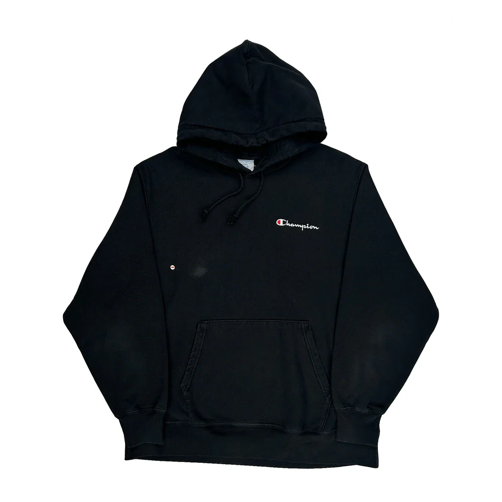 Reverse Weave Champion Hoodie - Large Black Cotton Blend