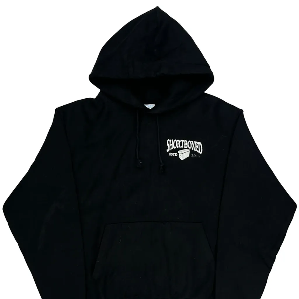 Reverse Weave Champion Graphic Hoodie - Large Black Cotton Blend - Image 4
