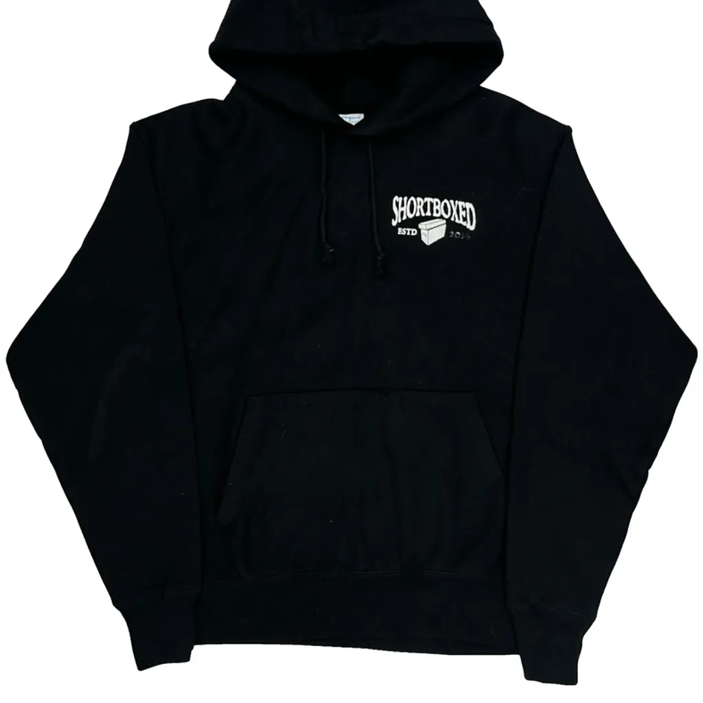 Reverse Weave Champion Graphic Hoodie - Large Black Cotton Blend - Image 5