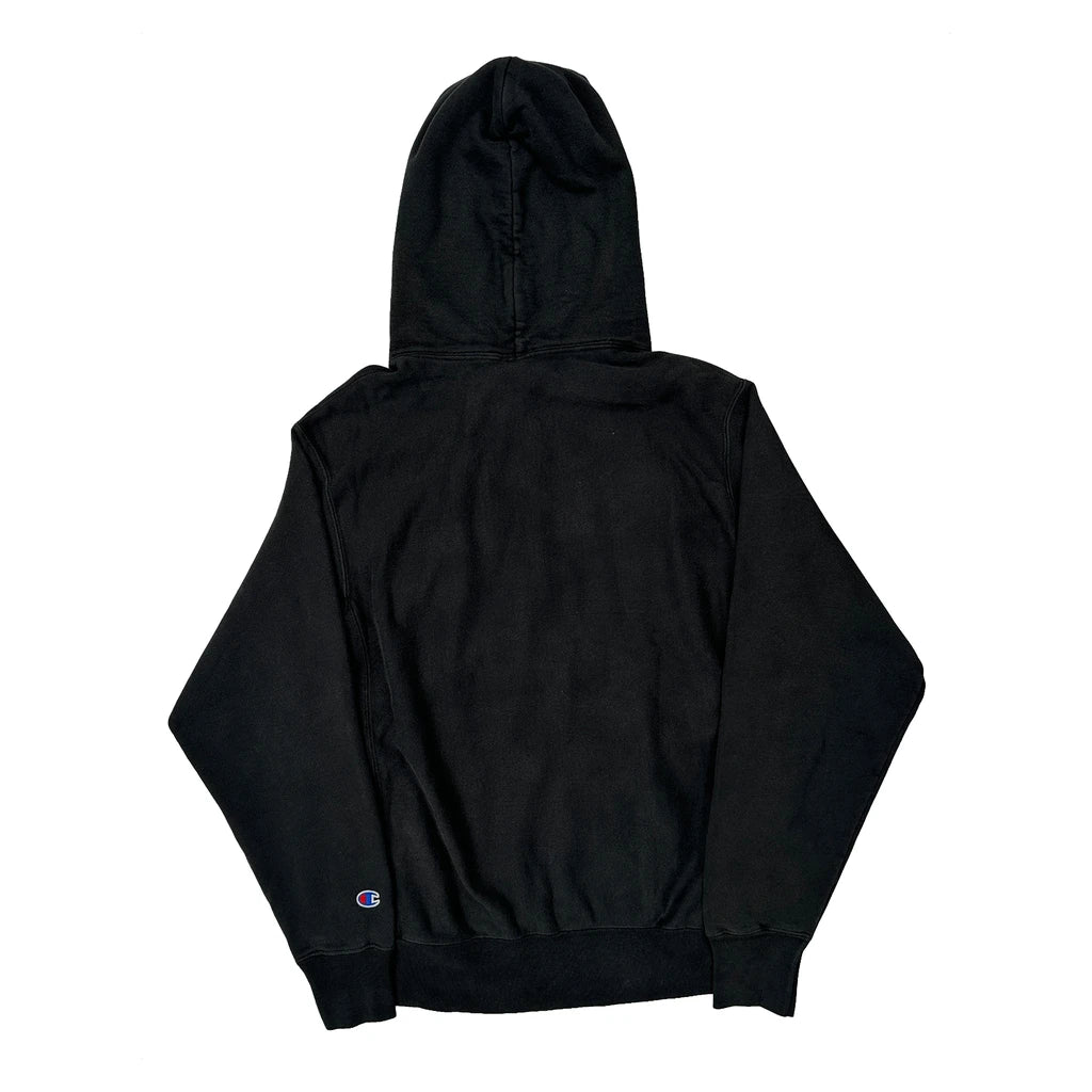 Reverse Weave Champion Spellout Hoodie - Medium Black Cotton - Image 2