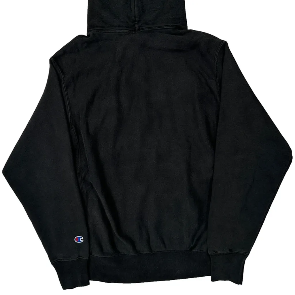 Reverse Weave Champion Spellout Hoodie - Medium Black Cotton - Image 7