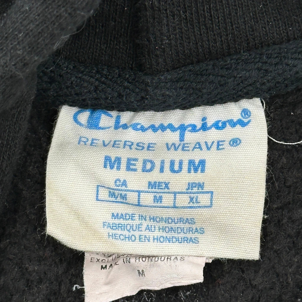Reverse Weave Champion Spellout Hoodie - Medium Black Cotton Blend - Image 3