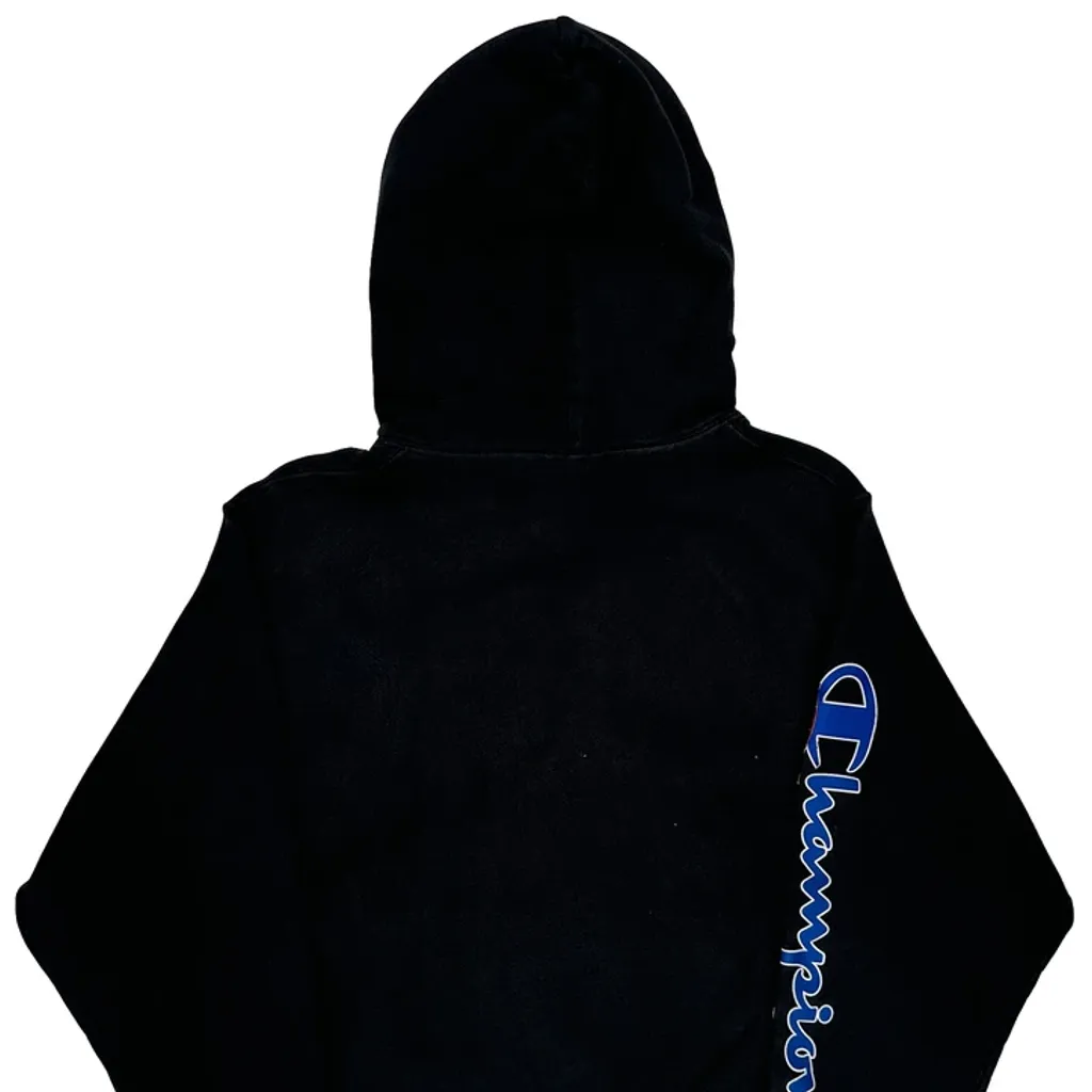 Reverse Weave Champion Spellout Hoodie - Medium Black Cotton - Image 7