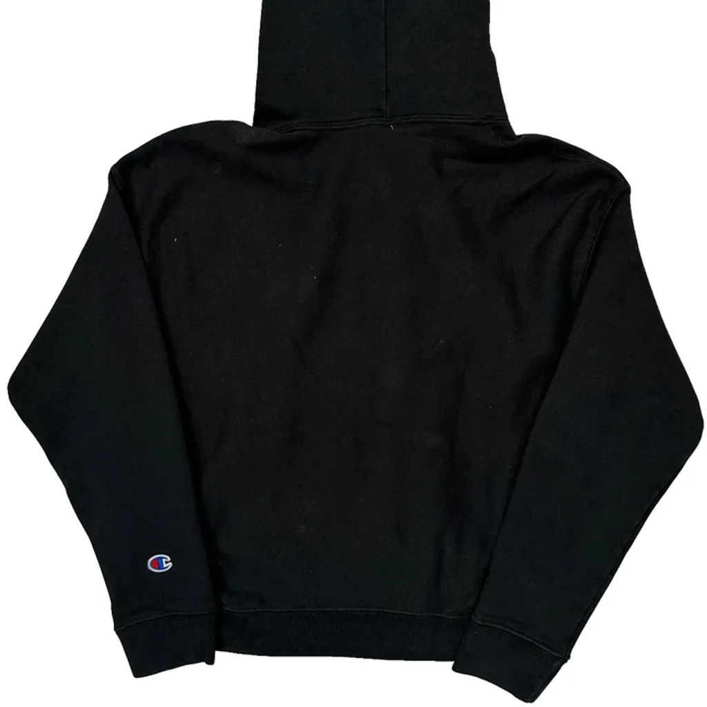 Reverse Weave Champion Spellout Hoodie - Medium Black Cotton Blend - Image 6