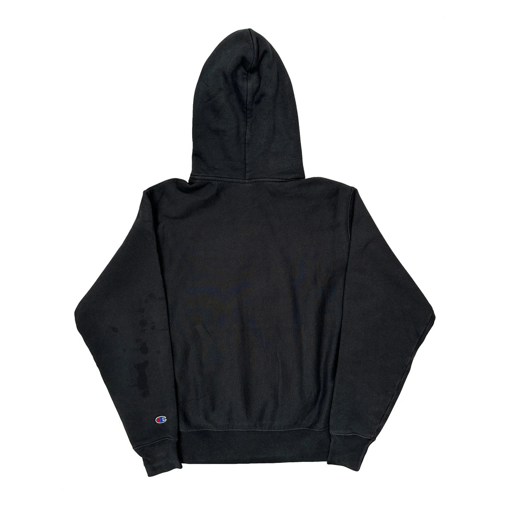 Reverse Weave Champion Spellout Hoodie - Medium Black Cotton - Image 2