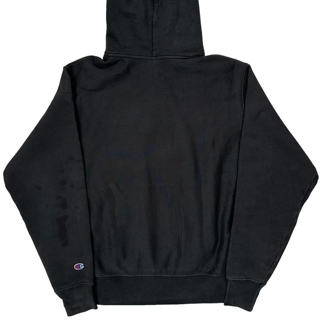 Reverse Weave Champion Spellout Hoodie - Medium Black Cotton - Image 6