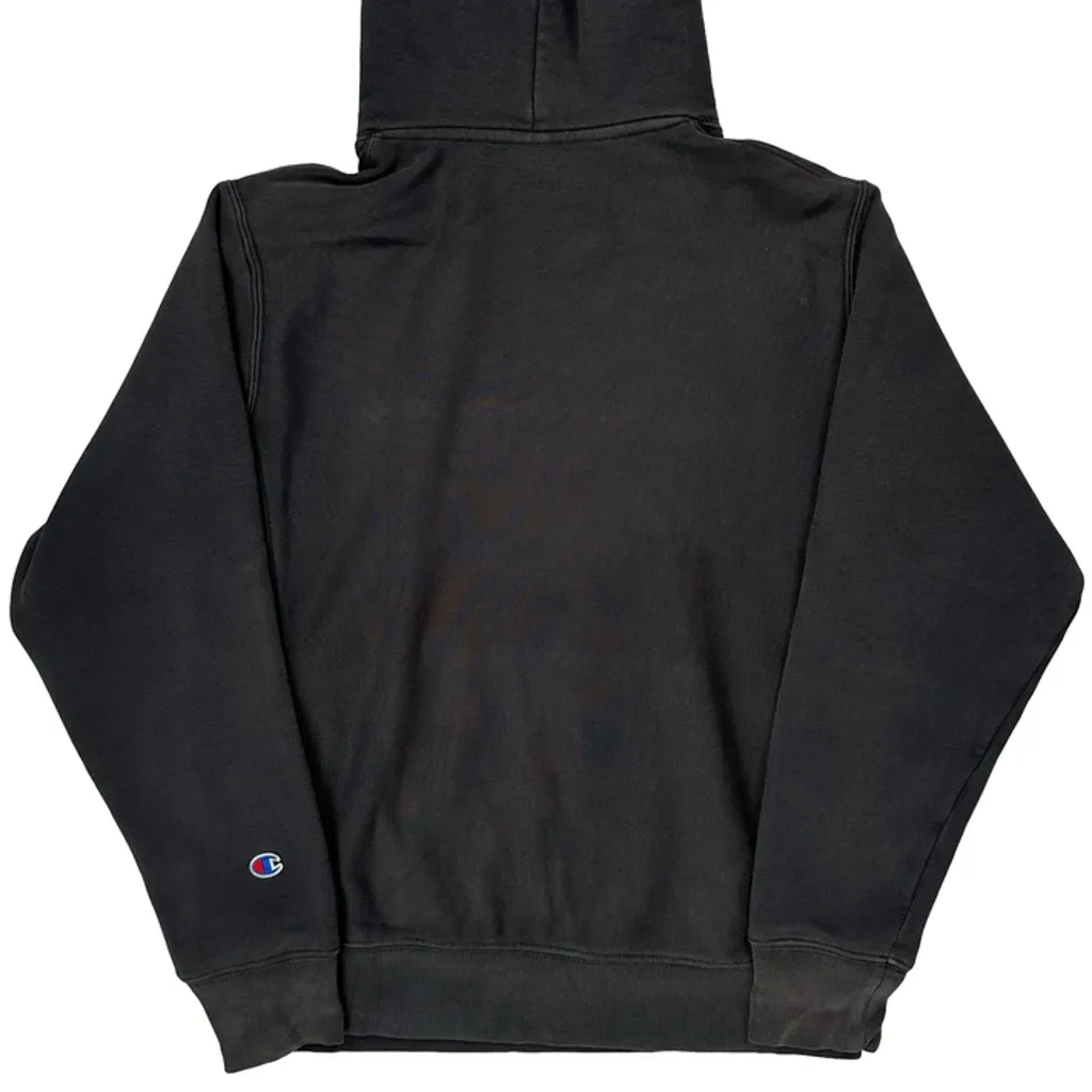 Reverse Weave Champion Spellout Hoodie - Medium Black Cotton Blend - Image 7