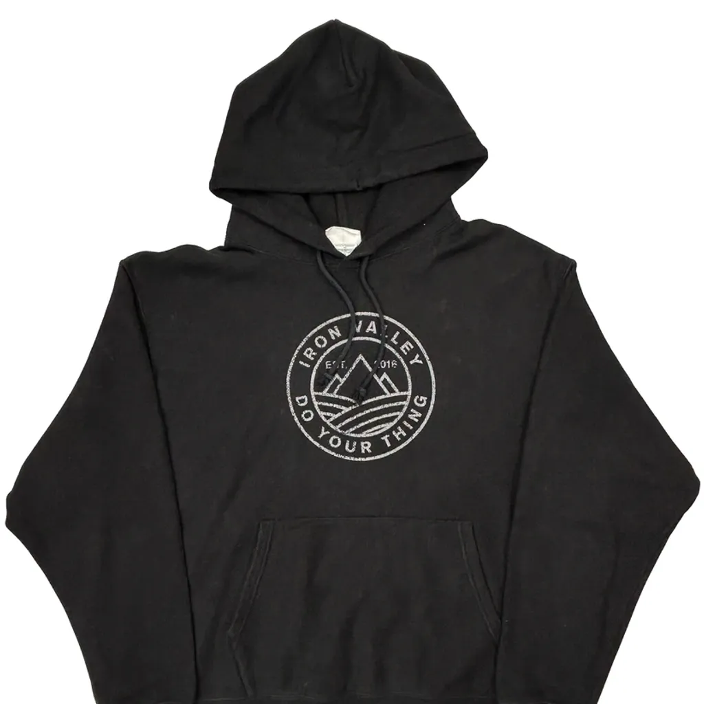 Reverse Weave Champion Graphic Hoodie - XL Black Cotton Blend - Image 4