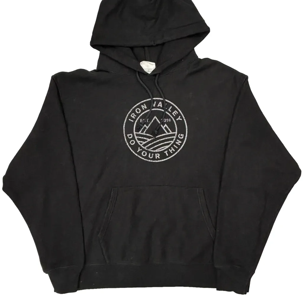 Reverse Weave Champion Graphic Hoodie - XL Black Cotton Blend - Image 5