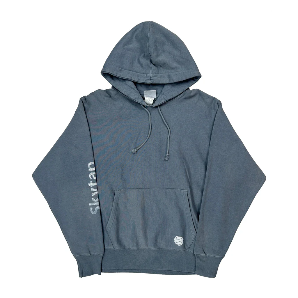 Reverse Weave Champion Hoodie - Large Blue Cotton Blend