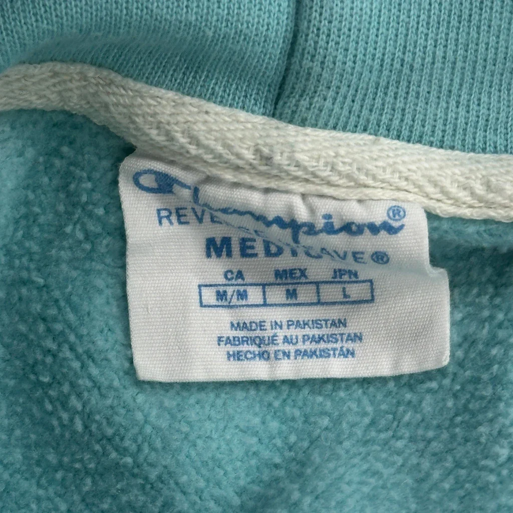 Reverse Weave Champion Hoodie - Medium Blue Cotton - Image 3