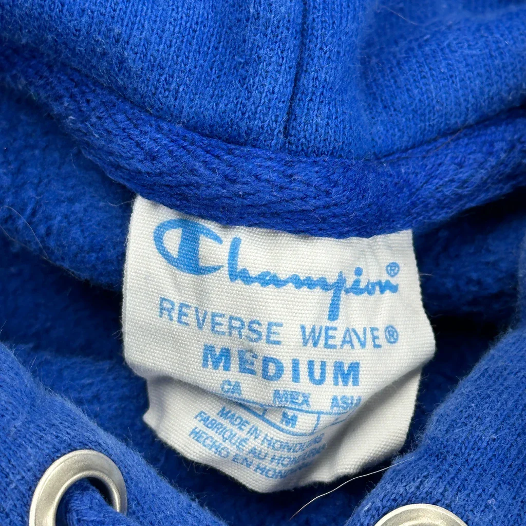 Reverse Weave Champion Hoodie - Medium Blue Cotton - Image 3