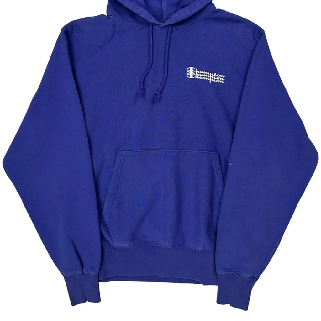 Reverse Weave Champion Hoodie - Medium Blue Cotton Blend - Image 4